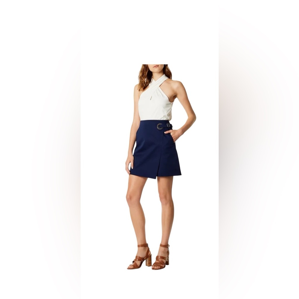 Karen  Millen Navy Blue Wrap Skirt with Buckle Detail